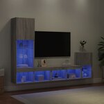 vidaXL Unités murales TV avec LED 4 Pièces gris sonoma bois d'ingénierie