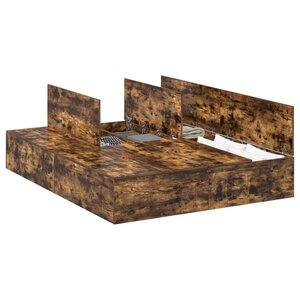 vidaXL Cadre de lit avec rangement Chêne fumé 140 x 190 cm