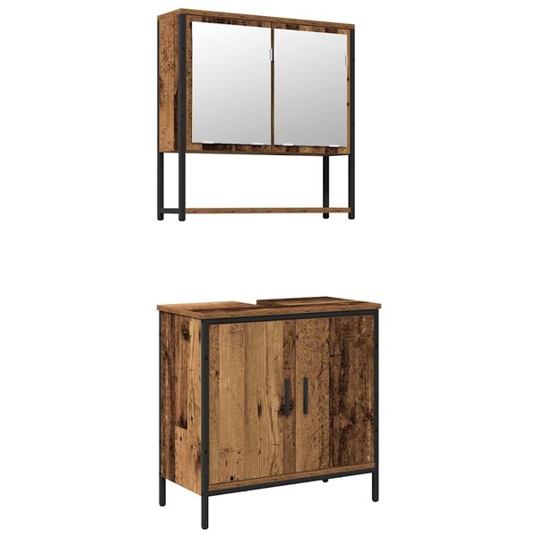 vidaXL Ensemble de mobilier de salle de bain avec porte 2 Pièces Marron