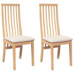 vidaXL Chaises à manger coussins 2 Pièces bois massif caoutchouc