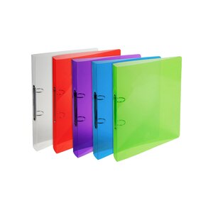 Classeur 2 Anneaux 30 Mm Polypropylène Crystal - A4 Maxi - Couleurs Assorties - X 20 - Exacompta
