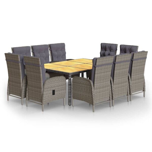 vidaXL Mobilier à dîner de jardin 11 Pièces Résine tressée Gris