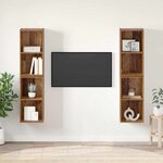 vidaXL Meuble TV mural Montage mural 4 Pièces Bois ancien 37 x 37 x 72 cm