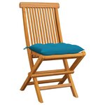 vidaXL Chaises de jardin et coussins bleu clair lot de 6 Bois de teck