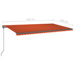 vidaXL Auvent automatique capteur de vent et LED 6x3 5 m Orange marron