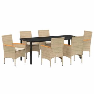 vidaXL Ensemble de salle à manger pour jardin 7 Pièces Beige polyrotin