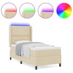 vidaXL Lit à ressorts avec matelas Crème 100 x 200 cm tissu