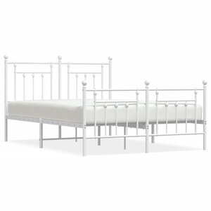 vidaXL Cadre de lit métal sans matelas et pied de lit blanc 140x190 cm