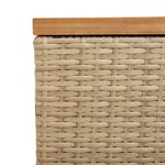 vidaXL Boîte de rangement de jardin beige résine tressée bois d'acacia