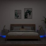 vidaXL Tables de chevet murales avec lumières LED 2 Pièces gris béton