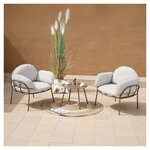 Salon avec table et 2 fauteuils Taupe/Beige Ziva