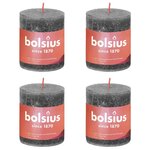 Bolsius Bougies pilier rustiques Shine 4 Pièces 80x68 mm Gris orageux