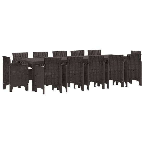 vidaXL Ensemble de salle à manger pour jardin 13 Pièces Marron Rotin
