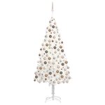 vidaXL Arbre de Noël artificiel pré-éclairé et boules blanc 210 cm