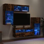 vidaXL Unités murales TV avec LED 5 Pièces chêne fumé bois d'ingénierie