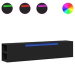 vidaXL Meuble TV mural avec LED noir 180x31x39 5 cm
