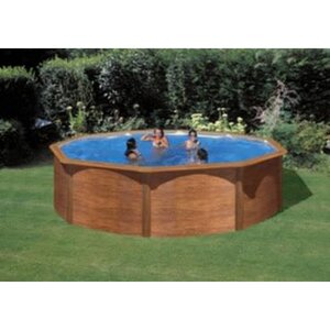 Piscine ronde hors sol 4.60mx1.20 décoré bois avec renforts