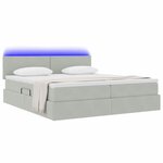 vidaXL Lit de rangement LED avec matelas Gris clair 200 x 200 cm