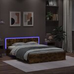vidaXL Cadre de lit avec LED sans matelas chêne fumé 160x200 cm
