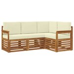 vidaXL Ensemble de canapés d'extérieur 4 pc Naturel et Crème Polyester