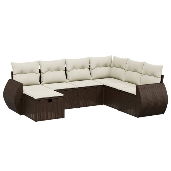 vidaXL Salon de jardin avec coussins 7 Pièces marron résine tressée