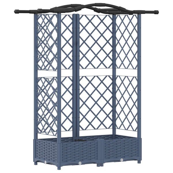vidaXL Lit Élevé avec Treillis et Toit Gris 124 x 40 x 126 cm PP