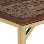 vidaXL Table console doré acier inoxydable et bois de mélèze massif