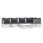 Salon de jardin meuble d'extérieur ensemble de mobilier avec coussins 6 pièces blanc acier 02_0018316