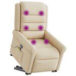 vidaXL Fauteuil inclinable de massage Crème Tissu