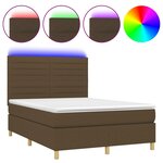 vidaXL Sommier à lattes de lit matelas et LED Marron foncé 140x200 cm