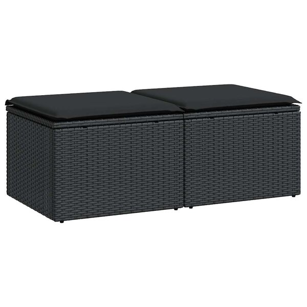vidaXL Salon de jardin avec coussins 2 Pièces noir résine tressée acacia