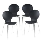 Lot de 4 chaises de salle à manger moderne design robuste noir chrome 03_0009821