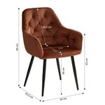 Table repas extensible 160x90 4 chaises velours marron