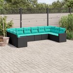 vidaXL Salon de jardin 10 Pièces avec coussins noir résine tressée