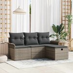 vidaXL Ensemble de canapé de jardin 4 Pièces Gris 196 x 117 x 85 cm