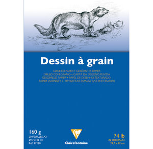 Bloc 20 feuilles dessin grain fin A3 160g Blanc CLAIREFONTAINE