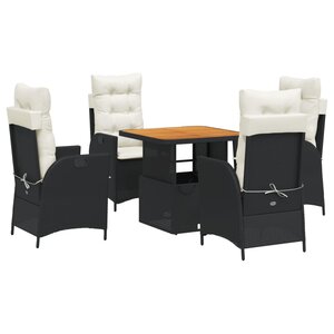 vidaXL Ensemble à manger de jardin coussins 5Pièces Noir Résine tressée