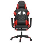 vidaXL Chaise de jeu de massage avec repose-pied Noir&Rouge Similicuir