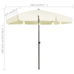 vidaXL Parasol de plage jaune sable 200x125 cm