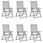 vidaXL Chaises inclinables de jardin 6 Pièces avec coussins Bois d'acacia