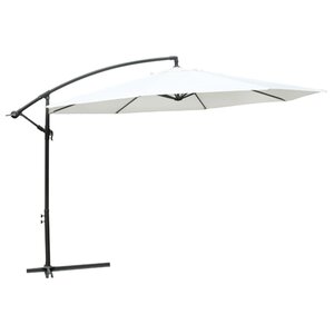 Parasol déporté rond 350 cm blanc en aluminium