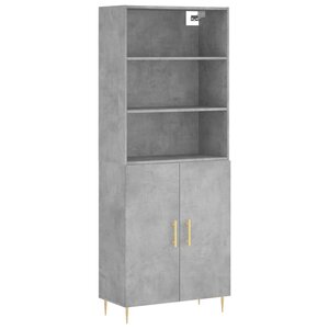 vidaXL Buffet haut Gris béton 69 5x34x180 cm Bois d'ingénierie