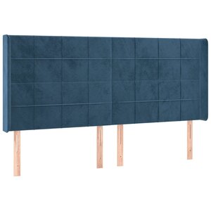 vidaXL Tête de lit avec oreilles Bleu foncé 163x16x118/128 cm Velours