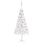 vidaXL Arbre de Noël artificiel d'angle LED et boules Blanc 240 cm PVC