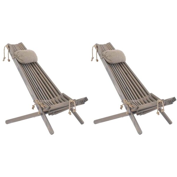 Chilienne en bois ecochair avec coussin (lot de 2) pin gris