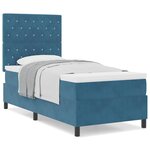 vidaXL Lit à ressorts avec matelas Bleu foncé 100 x 200 cm Velours