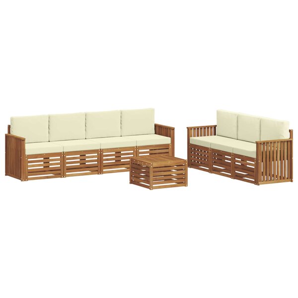 vidaXL Ensembles de canapés 8 pc Naturel et Crème Bois d'Acacia Massif