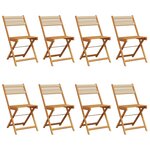vidaXL Chaises de jardin pliantes lot de 8 beige bois d'acacia massif