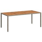 vidaXL Table de jardin 190x90x75 cm Résine tressée/bois d'acacia Gris