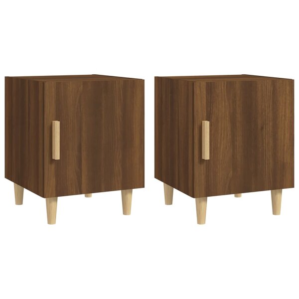 vidaXL Tables de chevet 2 Pièces Chêne marron Bois d'ingénierie